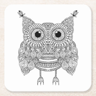 Cute Doodle Owl Kartonnen Onderzetters