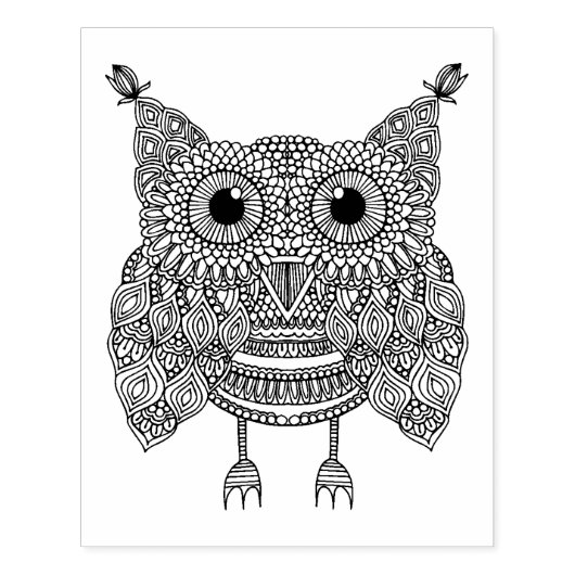 Cute Doodle Owl Rubberstempel (Afrduk)