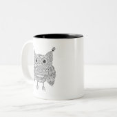 Cute Doodle Owl Tweekleurige Koffiemok (Voorkant links)