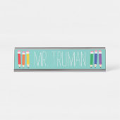 Cute Doodle Pencils Leernaam Bord Bureau Naambordje (Voorkant)