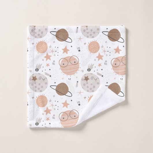 Cute Doodle Planet Pattern Bad Handdoek (Wasdoekje)