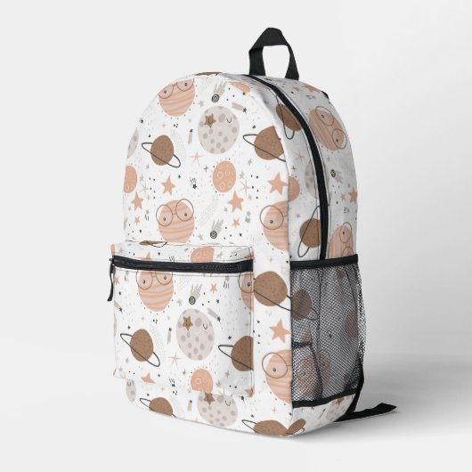Cute Doodle Planet Pattern Bedrukte Rugzak (Achterkant Hoek Rechts)
