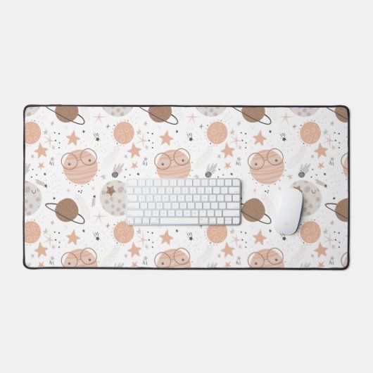 Cute Doodle Planet Pattern Bureaumat (Keyboard & Muis)
