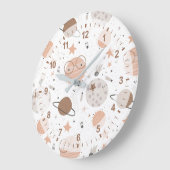 Cute Doodle Planet Pattern Grote Klok (Hoek)