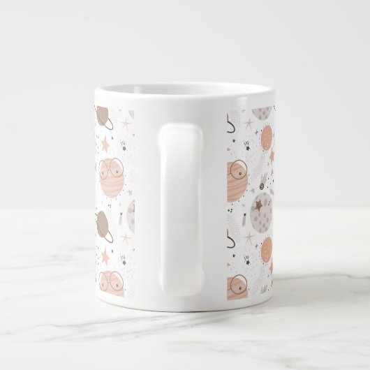 Cute Doodle Planet Pattern Grote Koffiekop (Achterkant)