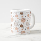 Cute Doodle Planet Pattern Grote Koffiekop (Voorkant rechts)