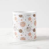 Cute Doodle Planet Pattern Grote Koffiekop (Voorkant)