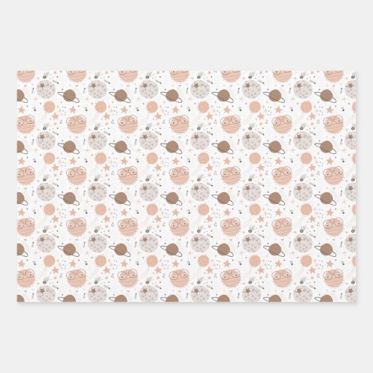 Cute Doodle Planet Pattern Inpakpapier Vel (Voorkant 2)