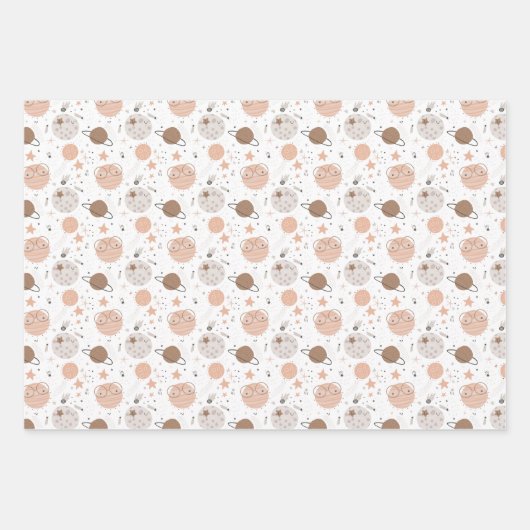 Cute Doodle Planet Pattern Inpakpapier Vel (Voorkant)