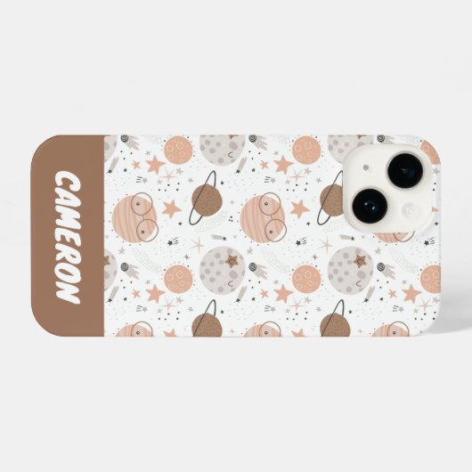 Cute Doodle Planet Pattern iPhone Hoesje (Achterkant horizontaal)