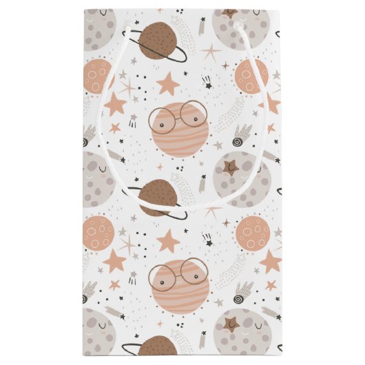 Cute Doodle Planet Pattern Klein Cadeauzakje (Achterkant)