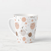 Cute Doodle Planet Pattern Latte Mok (Linkerhoek)
