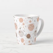 Cute Doodle Planet Pattern Latte Mok (Rechterhoek)