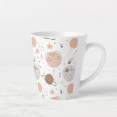 Cute Doodle Planet Pattern Latte Mok (Rechts)