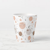 Cute Doodle Planet Pattern Latte Mok (Voorkant)