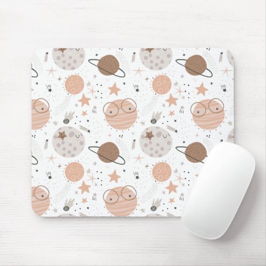 Cute Doodle Planet Pattern Muismat (Met muis)