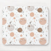 Cute Doodle Planet Pattern Muismat (Voorkant)