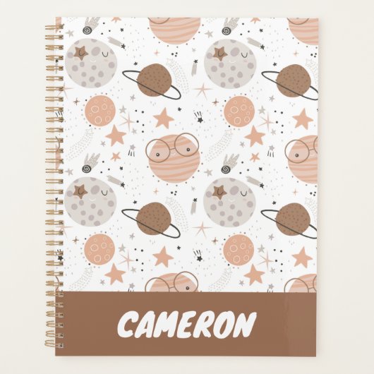 Cute Doodle Planet Pattern Planner (Voorkant)