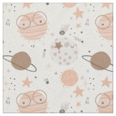 Cute Doodle Planet Pattern Stof (Close Up)