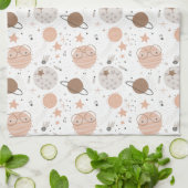 Cute Doodle Planet Pattern Theedoek (Gevouwen)