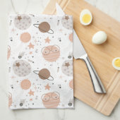 Cute Doodle Planet Pattern Theedoek (Quarter Fold)