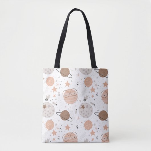 Cute Doodle Planet Pattern Tote Bag (Voorkant)