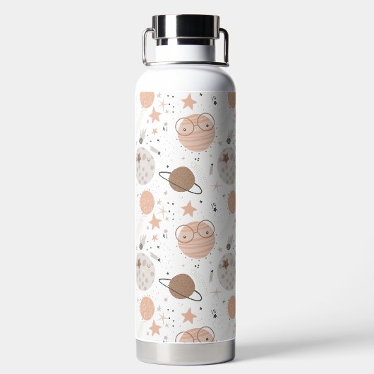 Cute Doodle Planet Pattern Waterfles (Achterkant)