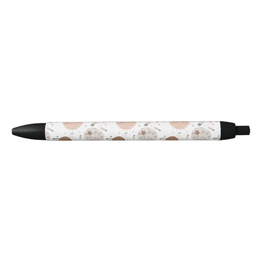 Cute Doodle Planet Pattern Zwarte Inkt Pen (Voorkant)