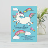 Cute Doodle Rainbow Unicorn Stars Birthday Kaart (Staand voorkant)