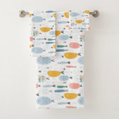 Cute Doodle School of Fish Pattern Bad Handdoek (Insitu)