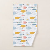 Cute Doodle School of Fish Pattern Bad Handdoek (Handdoek)