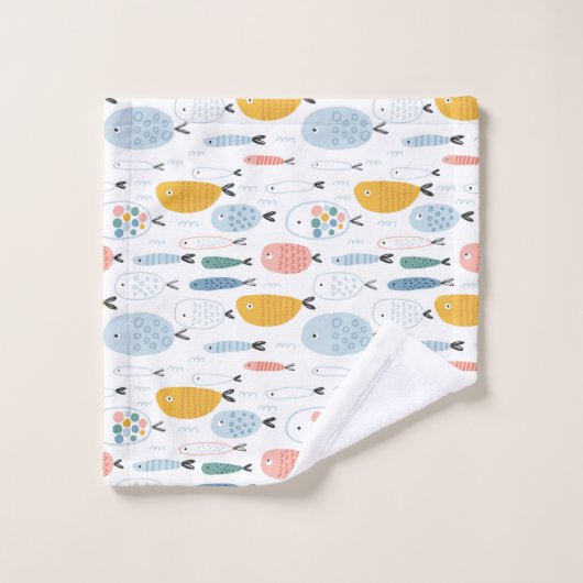 Cute Doodle School of Fish Pattern Bad Handdoek (Wasdoekje)