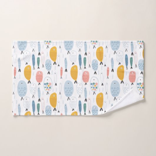 Cute Doodle School of Fish Pattern Bad Handdoek (Handdoek)