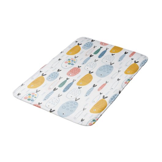 Cute Doodle School of Fish Pattern Badmat (Gekanteld)