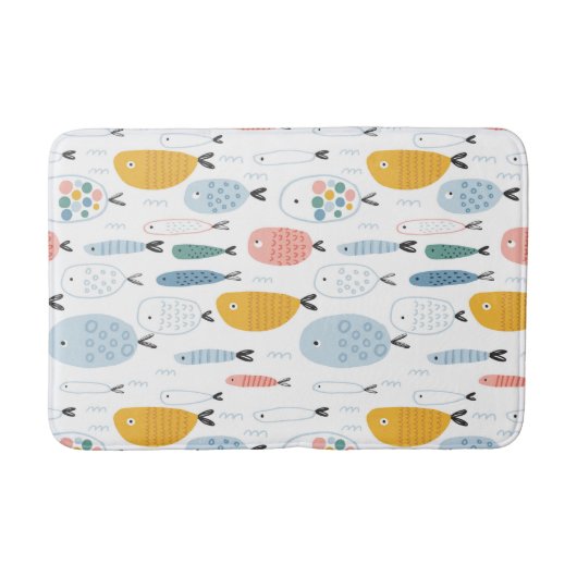 Cute Doodle School of Fish Pattern Badmat (Voorkant)