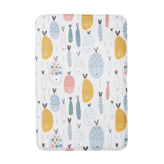 Cute Doodle School of Fish Pattern Badmat (Voorkant Verticaal)