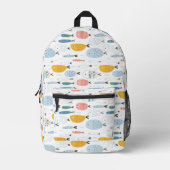 Cute Doodle School of Fish Pattern Bedrukte Rugzak (Voorkant)