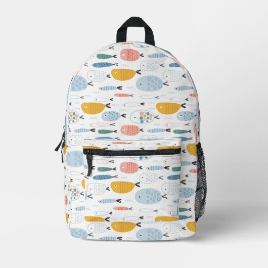 Cute Doodle School of Fish Pattern Bedrukte Rugzak (Voorkant)