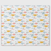 Cute Doodle School of Fish Pattern Cadeaupapier (Vlak)