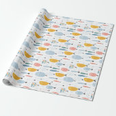 Cute Doodle School of Fish Pattern Cadeaupapier (Uitgerold)