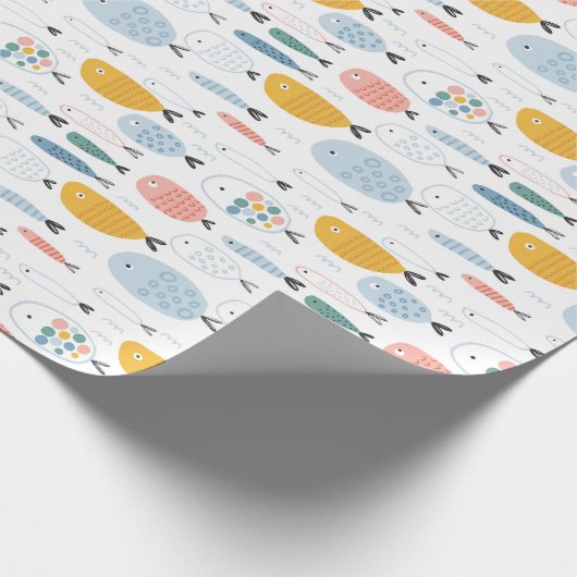 Cute Doodle School of Fish Pattern Cadeaupapier (Hoek)