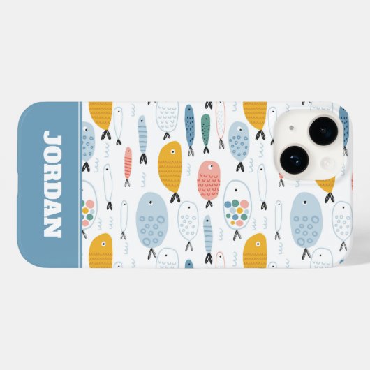 Cute Doodle School of Fish Pattern Case-Mate iPhone Case (Achterkant (horizontaal))