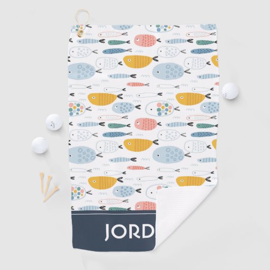 Cute Doodle School of Fish Pattern Golfhanddoek (Insitu)