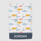Cute Doodle School of Fish Pattern Golfhanddoek (Voorkant)