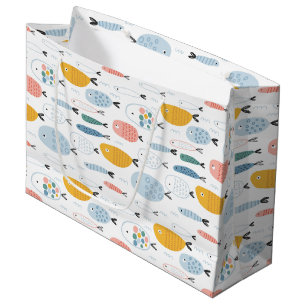 Cute Doodle School of Fish Pattern Groot Cadeauzakje