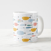 Cute Doodle School of Fish Pattern Grote Koffiekop (Voorkant rechts)