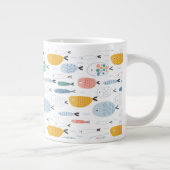 Cute Doodle School of Fish Pattern Grote Koffiekop (Rechts)