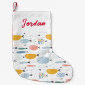 Cute Doodle School of Fish Pattern Kleine Kerstsok (Voorkant)