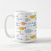 Cute Doodle School of Fish Pattern Koffiemok (Links)