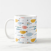 Cute Doodle School of Fish Pattern Koffiemok (Links)